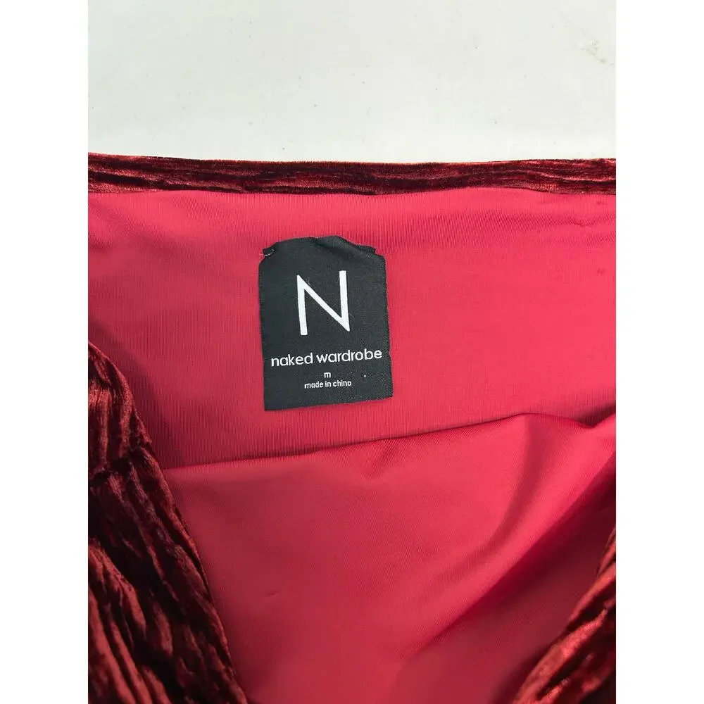 Naked Wardrobe Womens Plush Velvet Ruched Mini Skirt in Size M NWOT